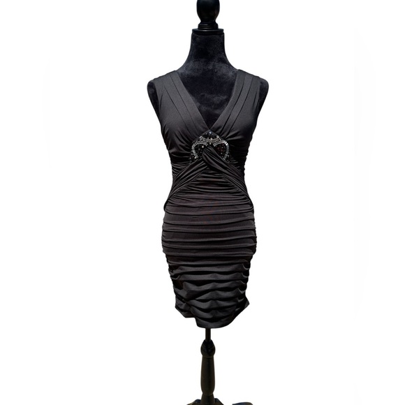 Nikibiki Black Ruched Mini Dress size Small - Picture 1 of 13